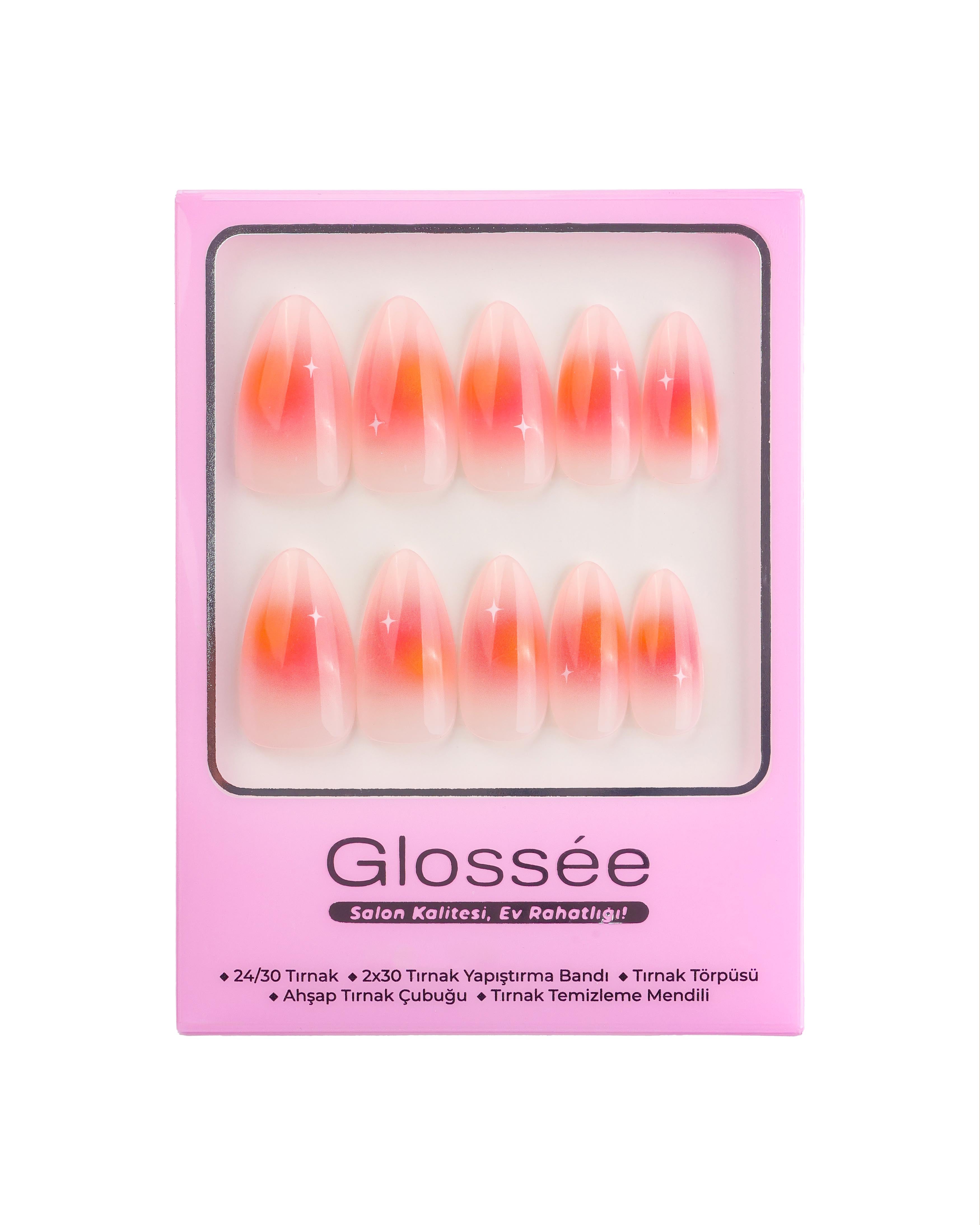 Sunset Aura - Medium Almond - 30 Adet Takma Tırnak