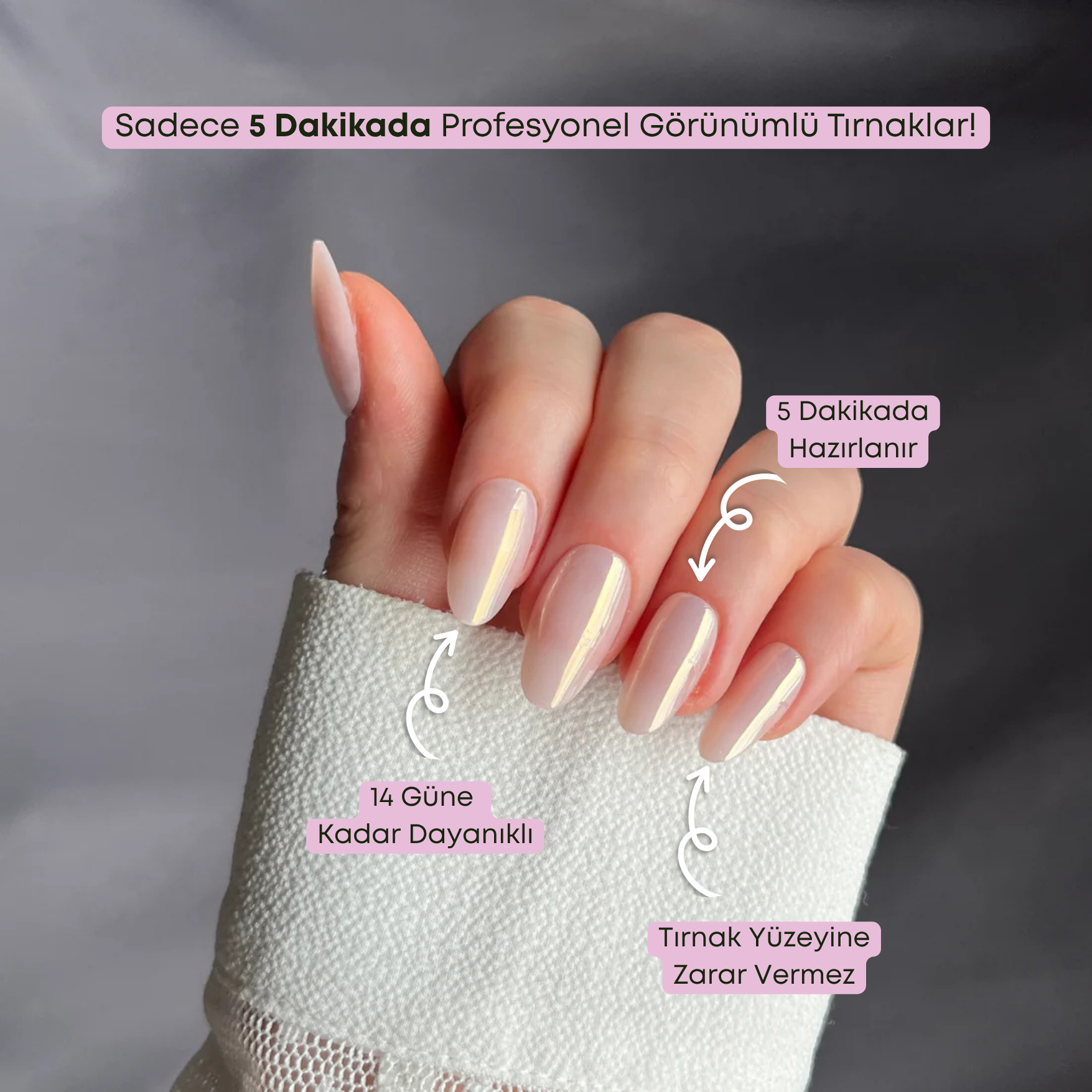 Glow Nude-Medium Oval - 30 Adet Takma Tırnak