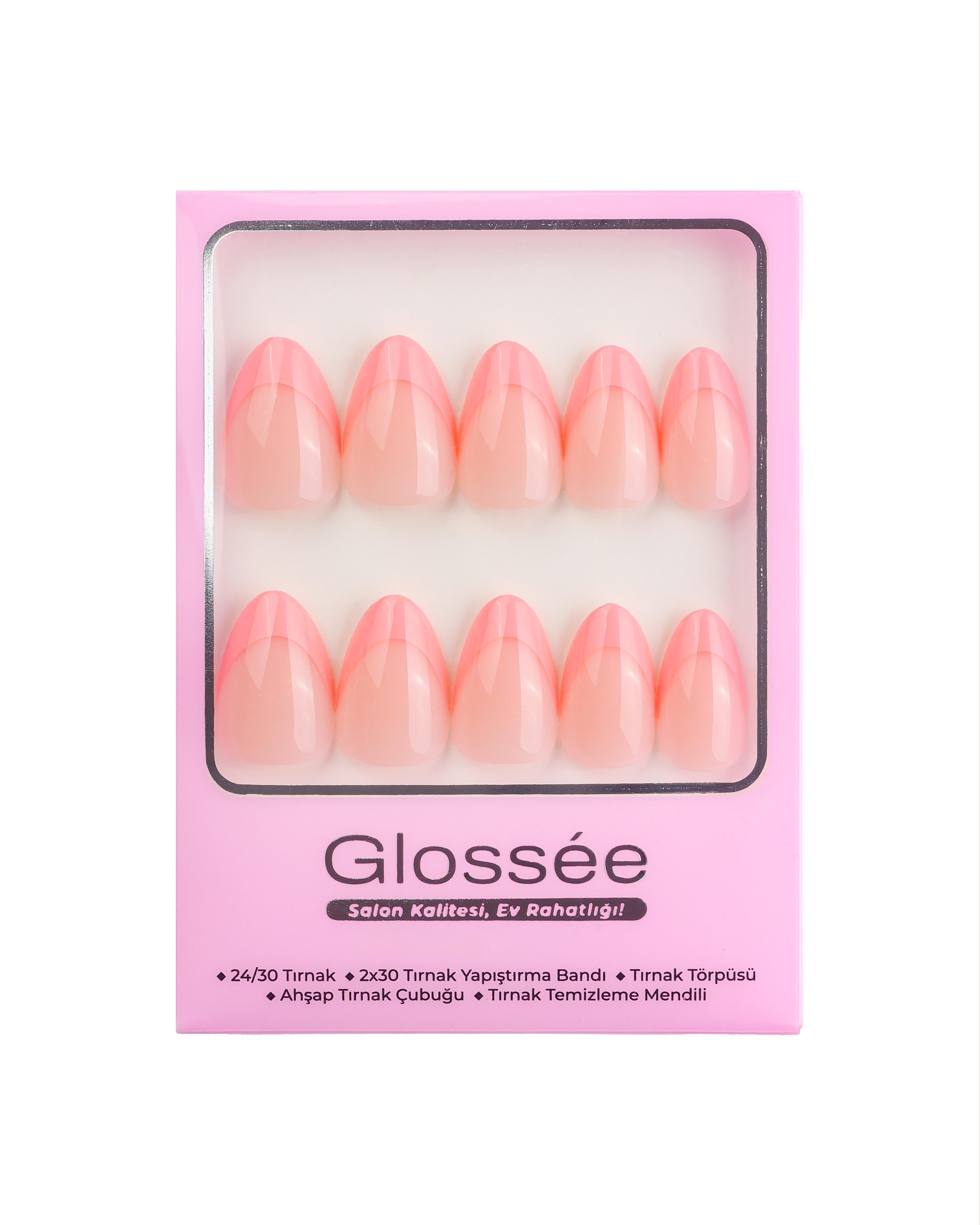 Rosy French - Short Almond - 30 Adet Takma Tırnak