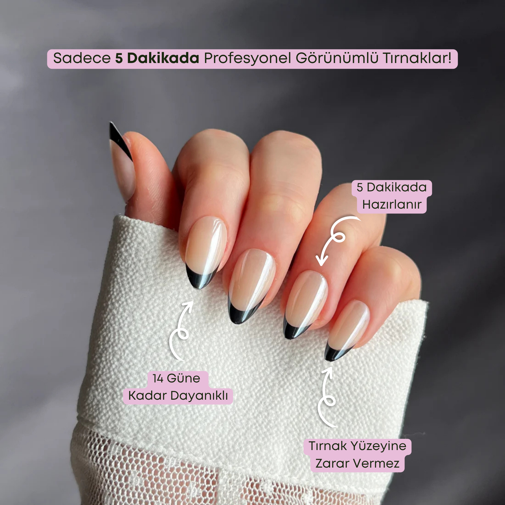 Black Swan - Short Almond - 30 Adet Takma Tırnak