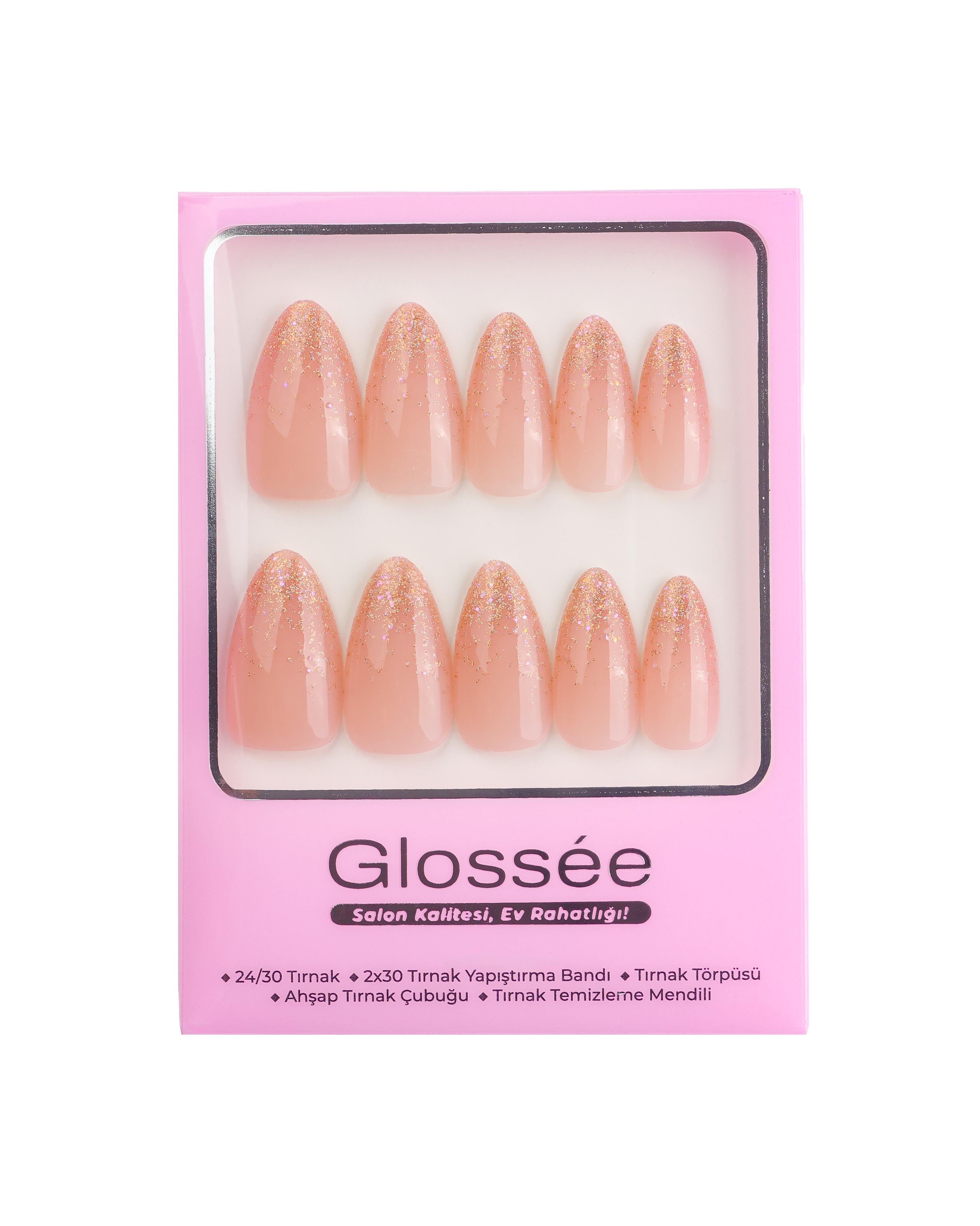 Glitter Dust - Medium Almond - 30 Adet Takma Tırnak