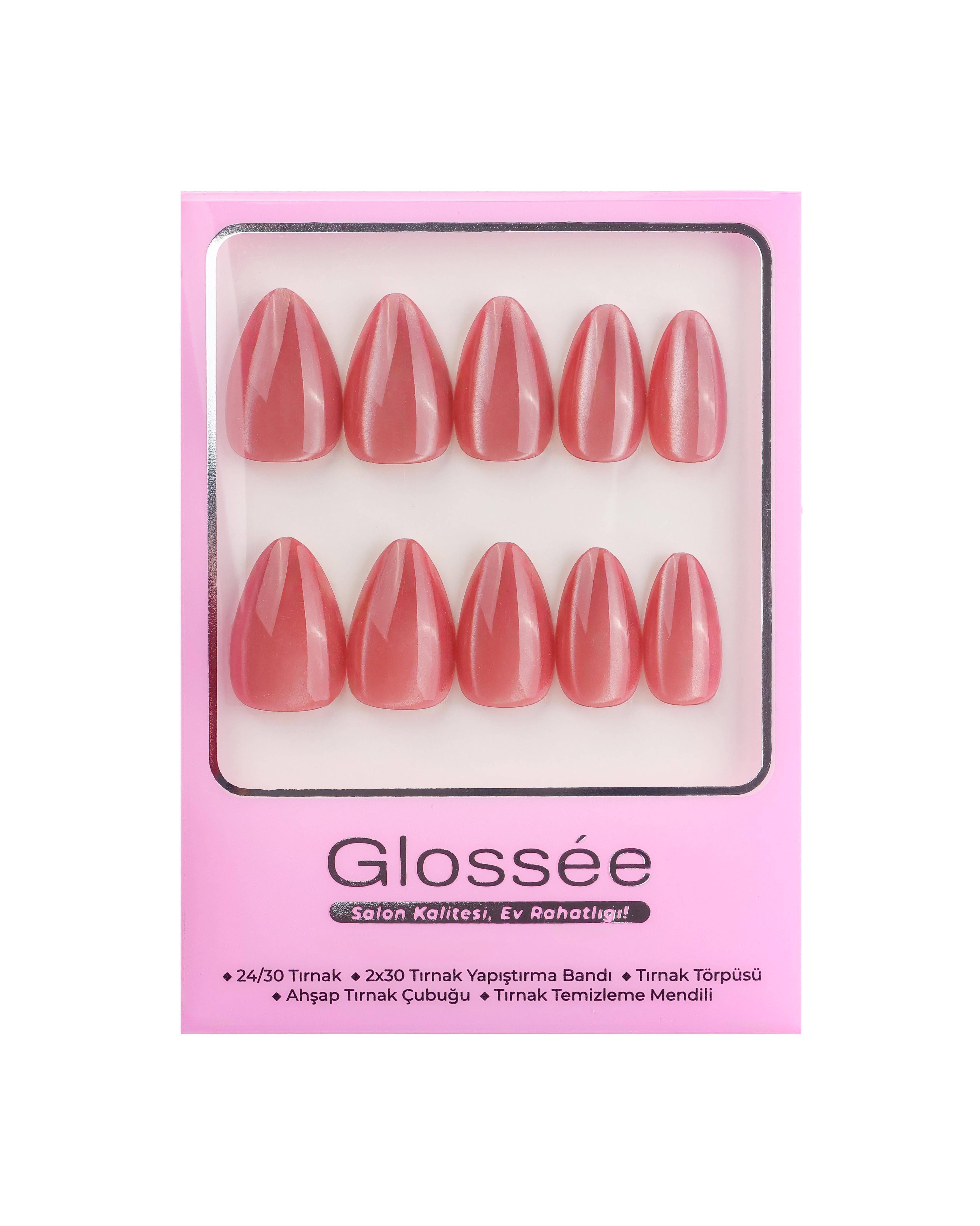 Coral Whisper-Short Almond - 30 Adet Takma Tırnak