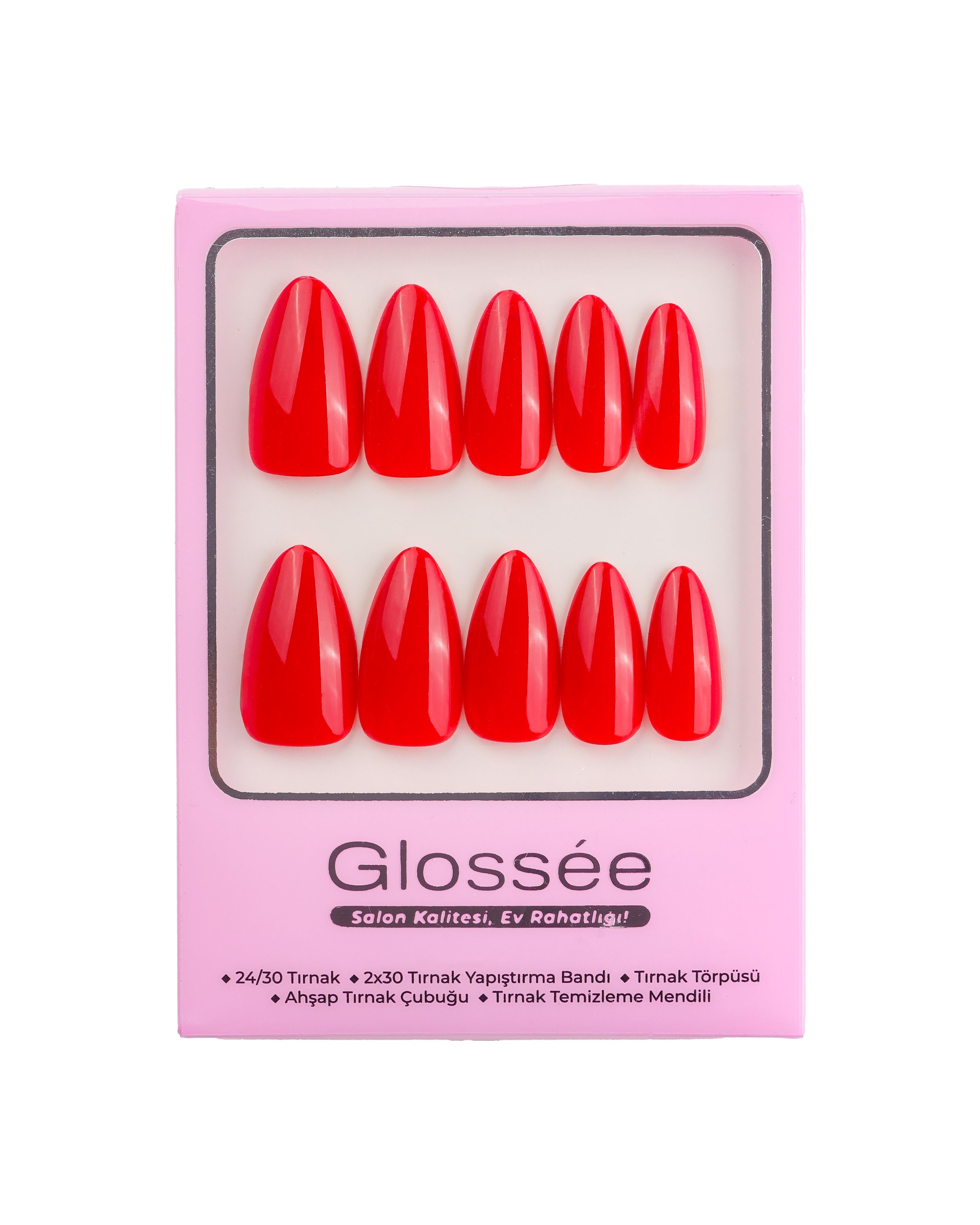 Red Alert - Medium Almond - 30 Adet Takma Tırnak