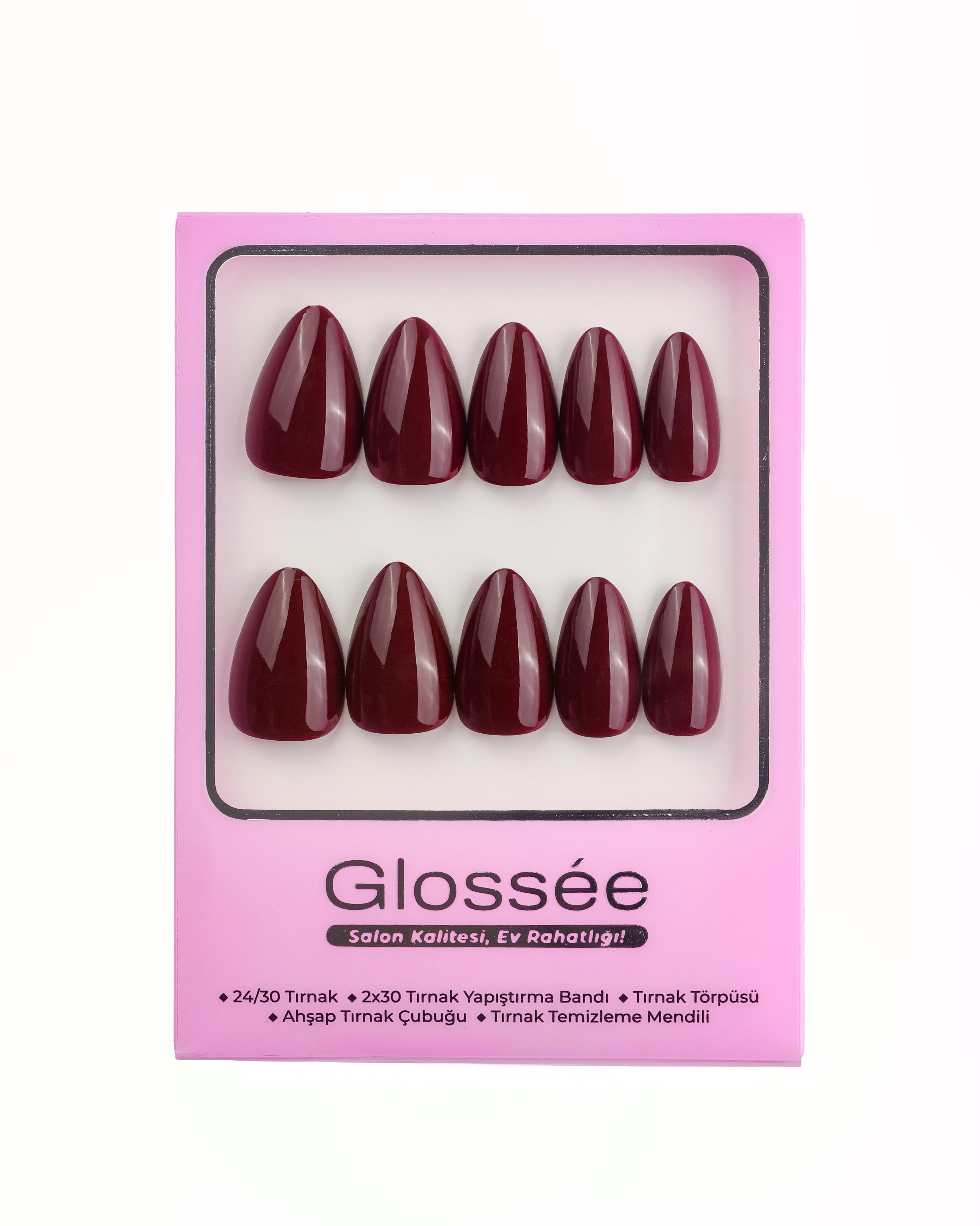 Bordeaux Grace - Short Almond - 30 Adet Takma Tırnak