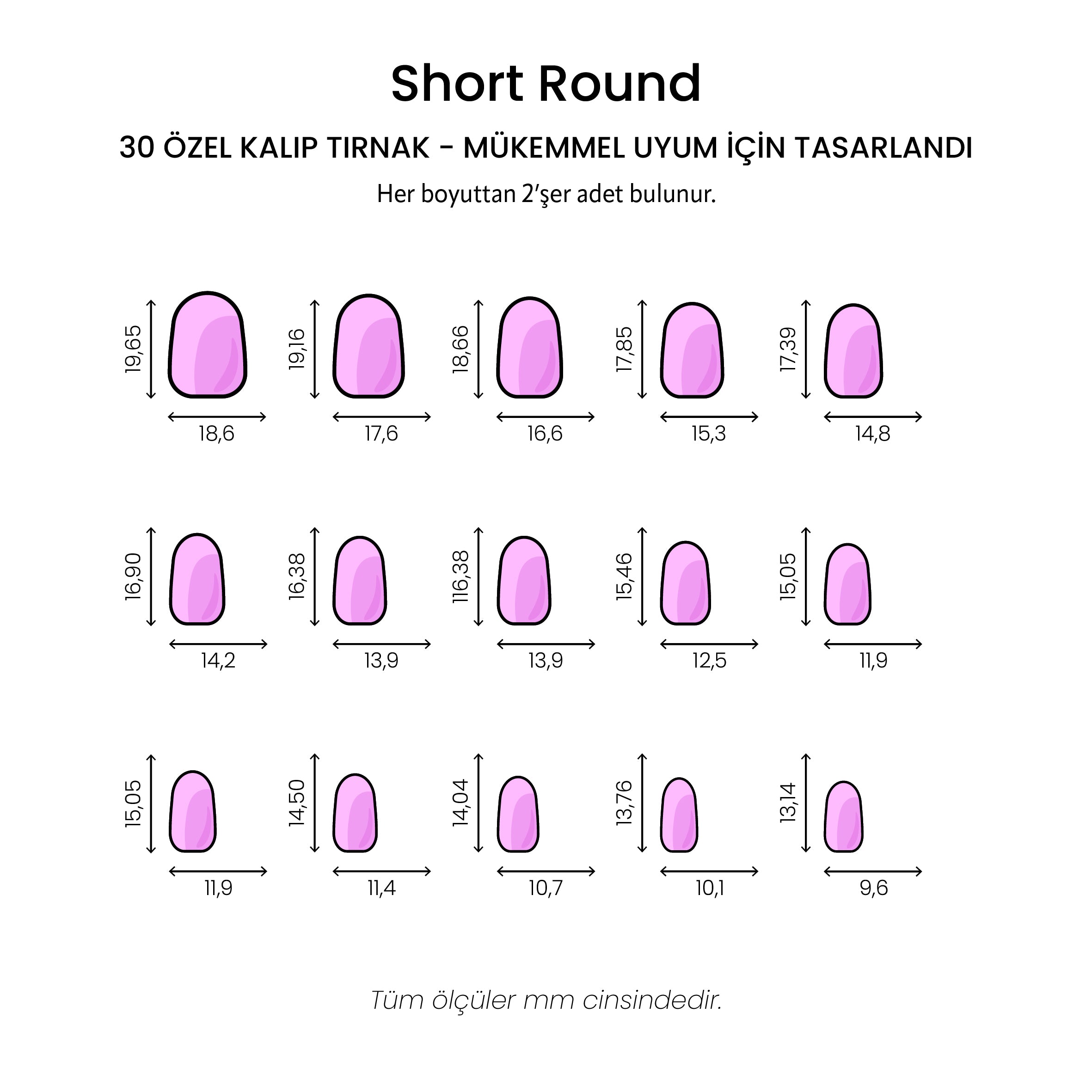 Pure Chic - Short Round - 30 Adet Takma Tırnak