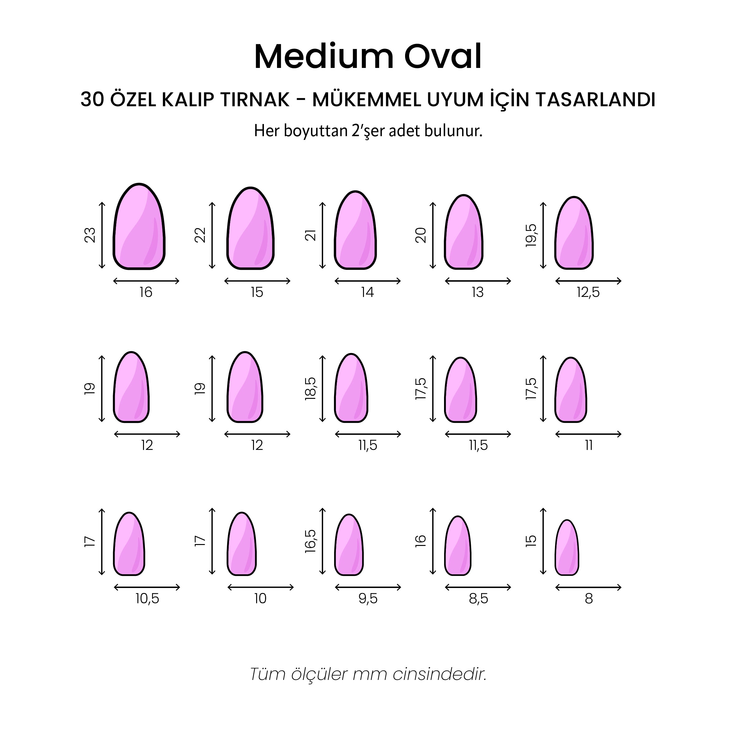 Heatwave - Medium Oval - 30 Adet Takma Tırnak