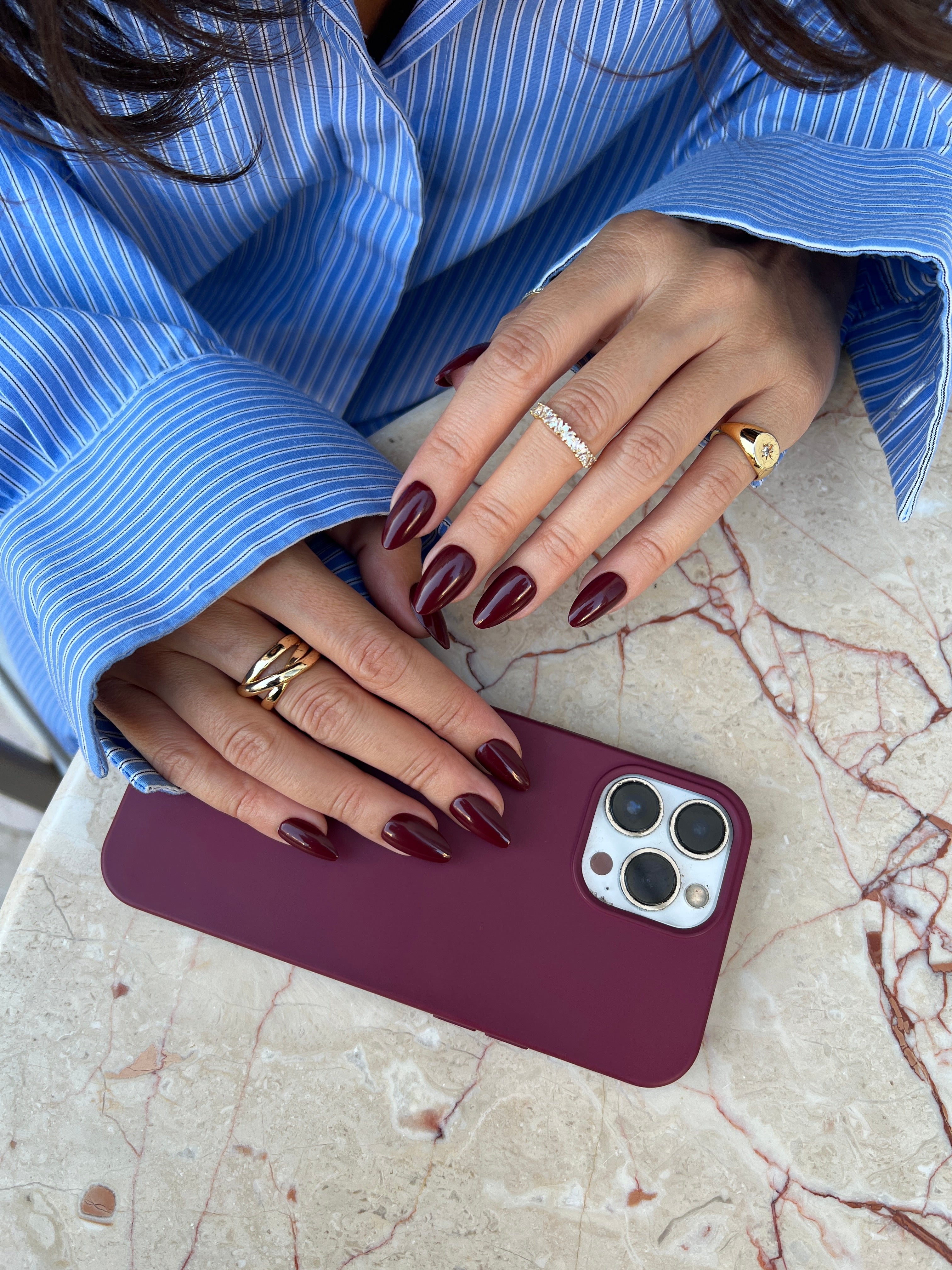 Bordeaux Grace - Short Almond - 30 Adet Takma Tırnak