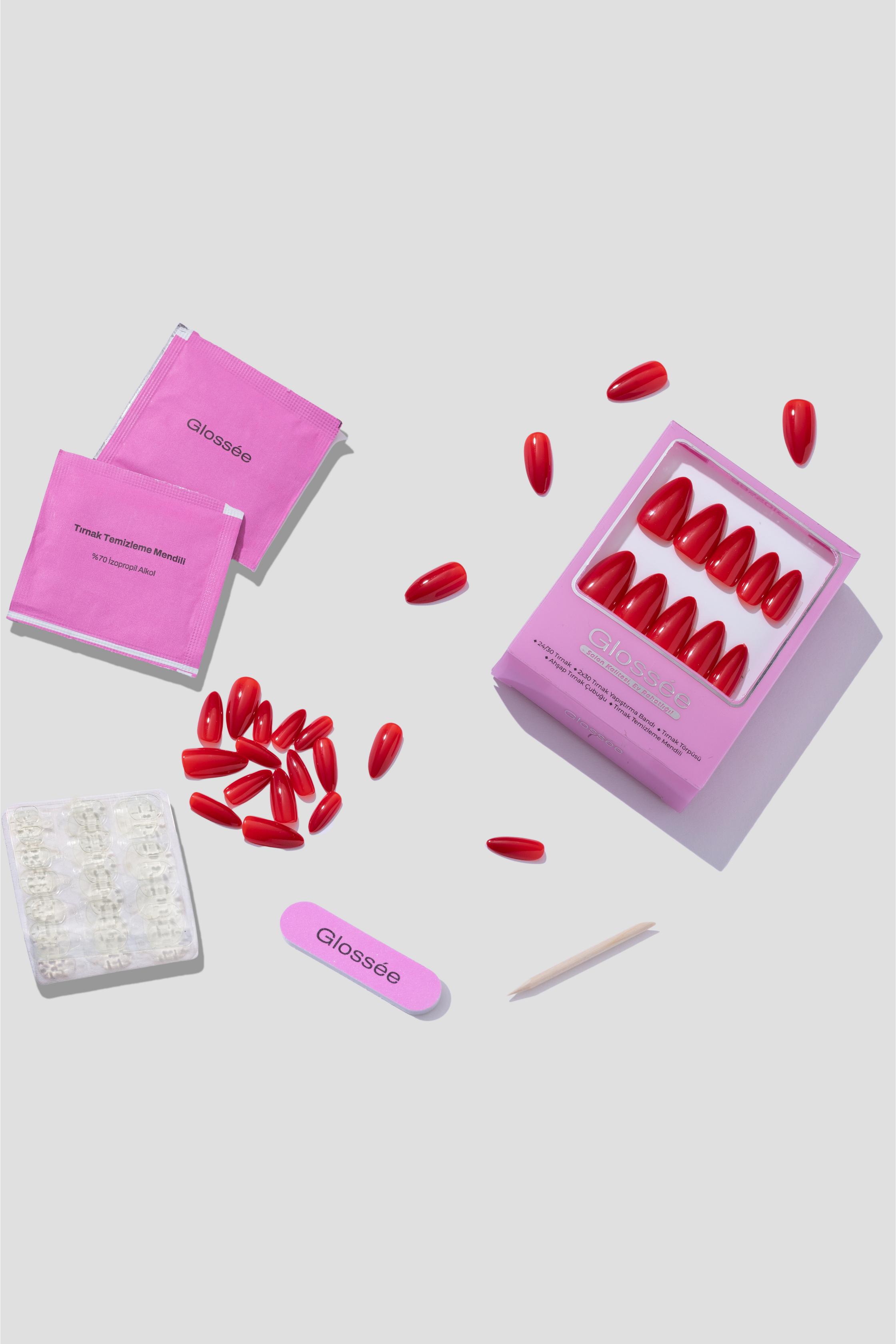 Red Alert - Medium Almond - 30 Adet Takma Tırnak