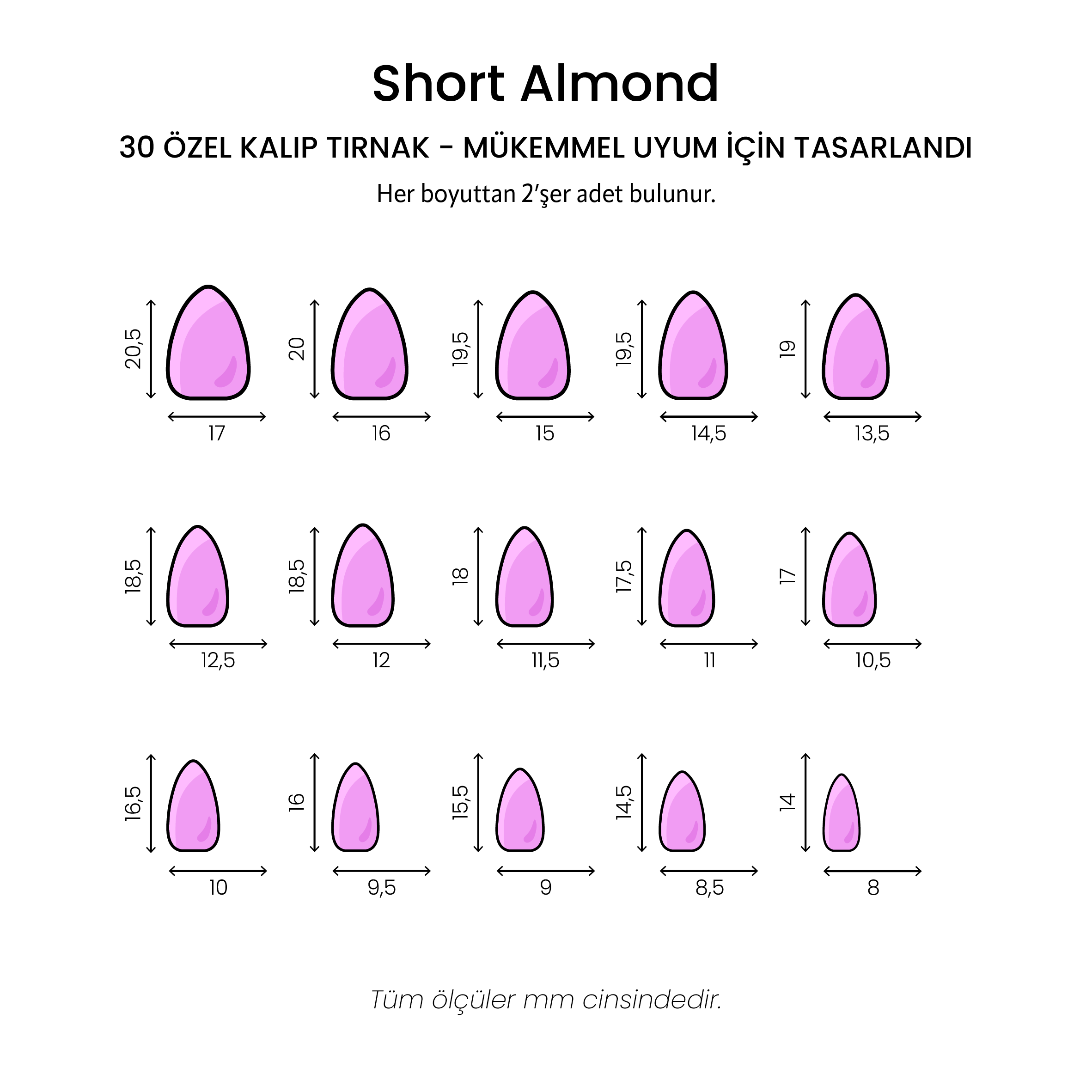 Viola Shine - Short Almond - 30 Adet Takma Tırnak