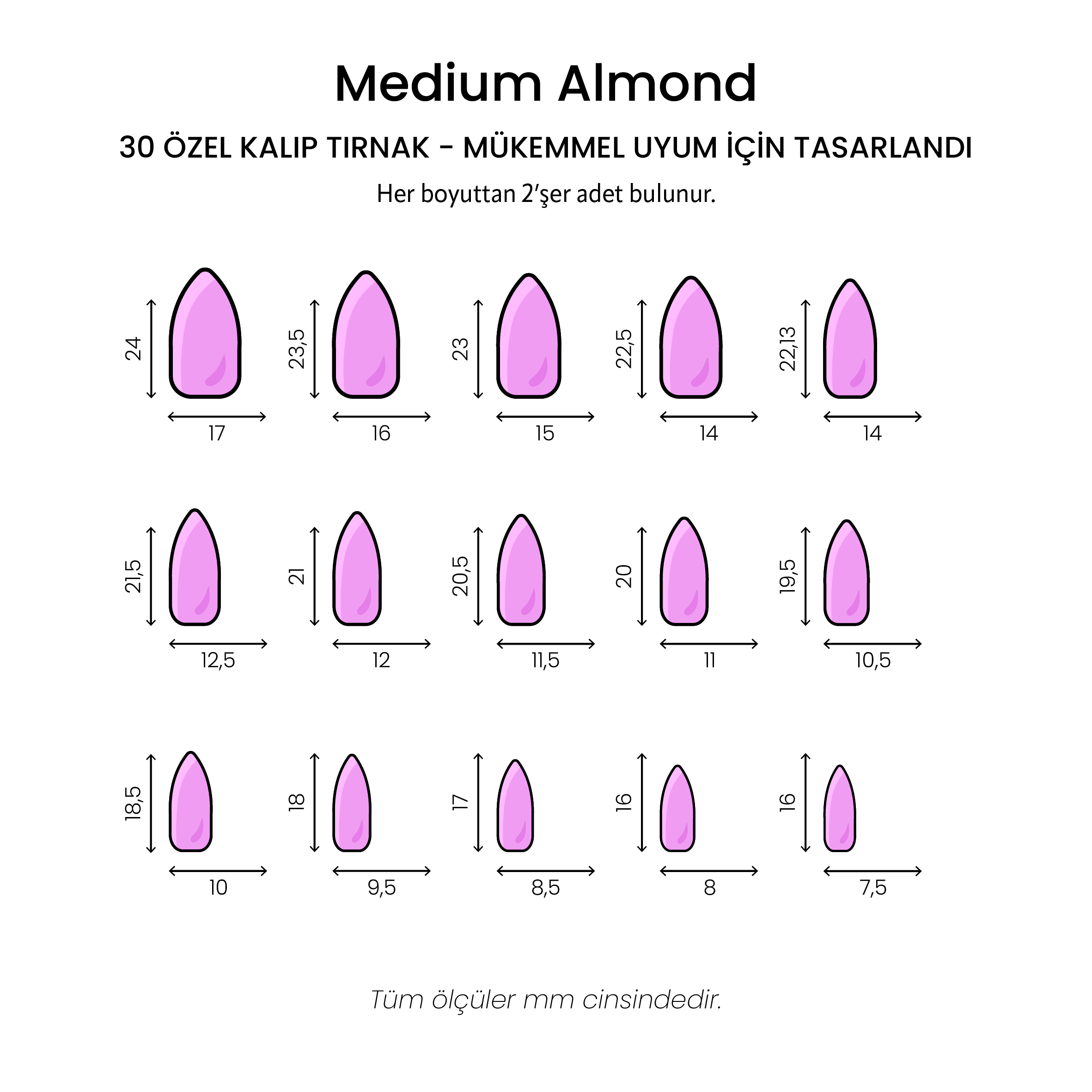 Iconic French - Medium Almond - 30 Adet Takma Tırnak