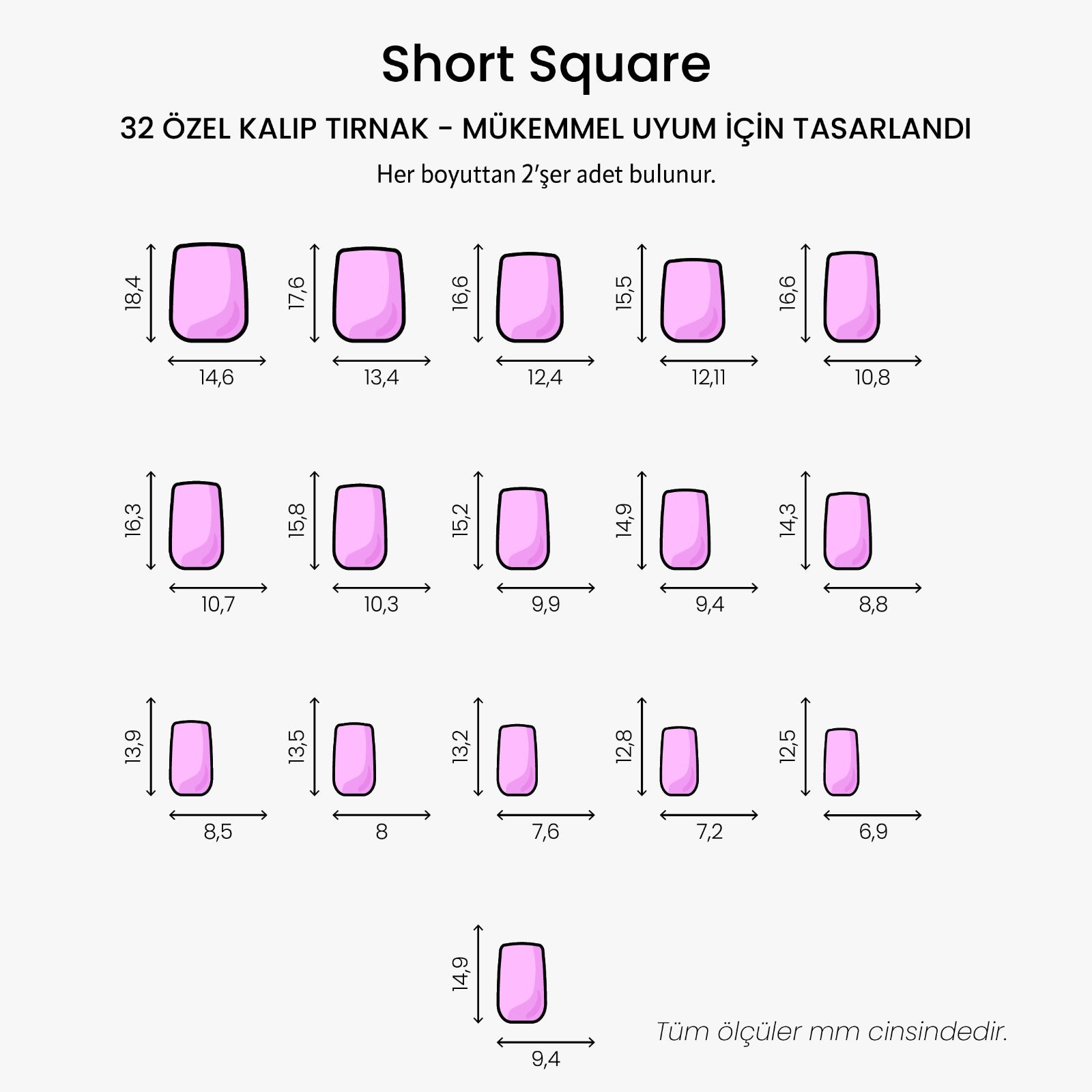 Silk Touch - Short Square - 32 Adet Takma Tırnak