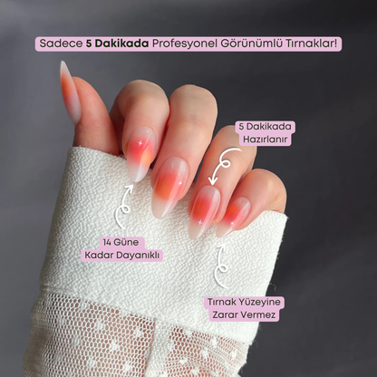 Sunset Aura - Medium Almond - 30 Adet Takma Tırnak