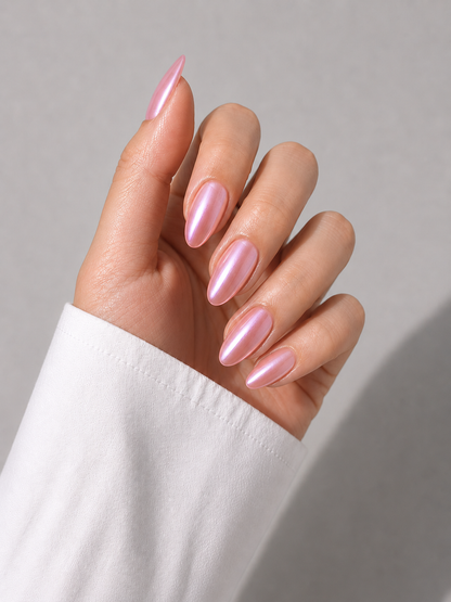 Pink Chrome - Short Almond - 30 Adet Takma Tırnak