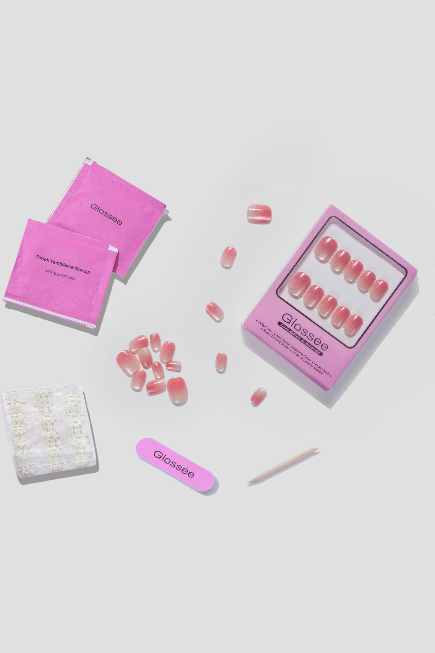 Blush Ombre - XS Squoval - 30 Adet Takma Tırnak