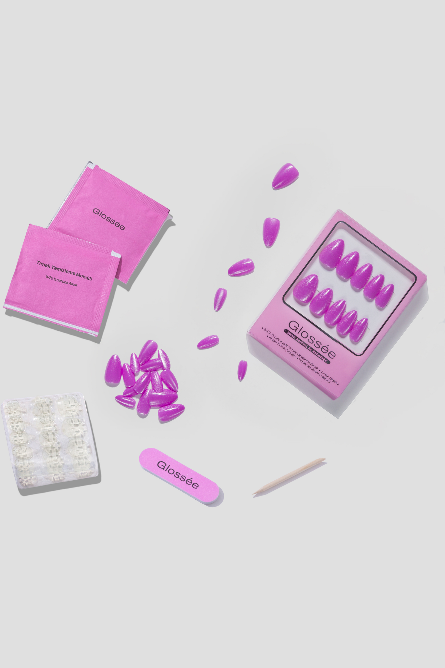 Electric Pink- Short Almond - 30 Adet Takma Tırnak