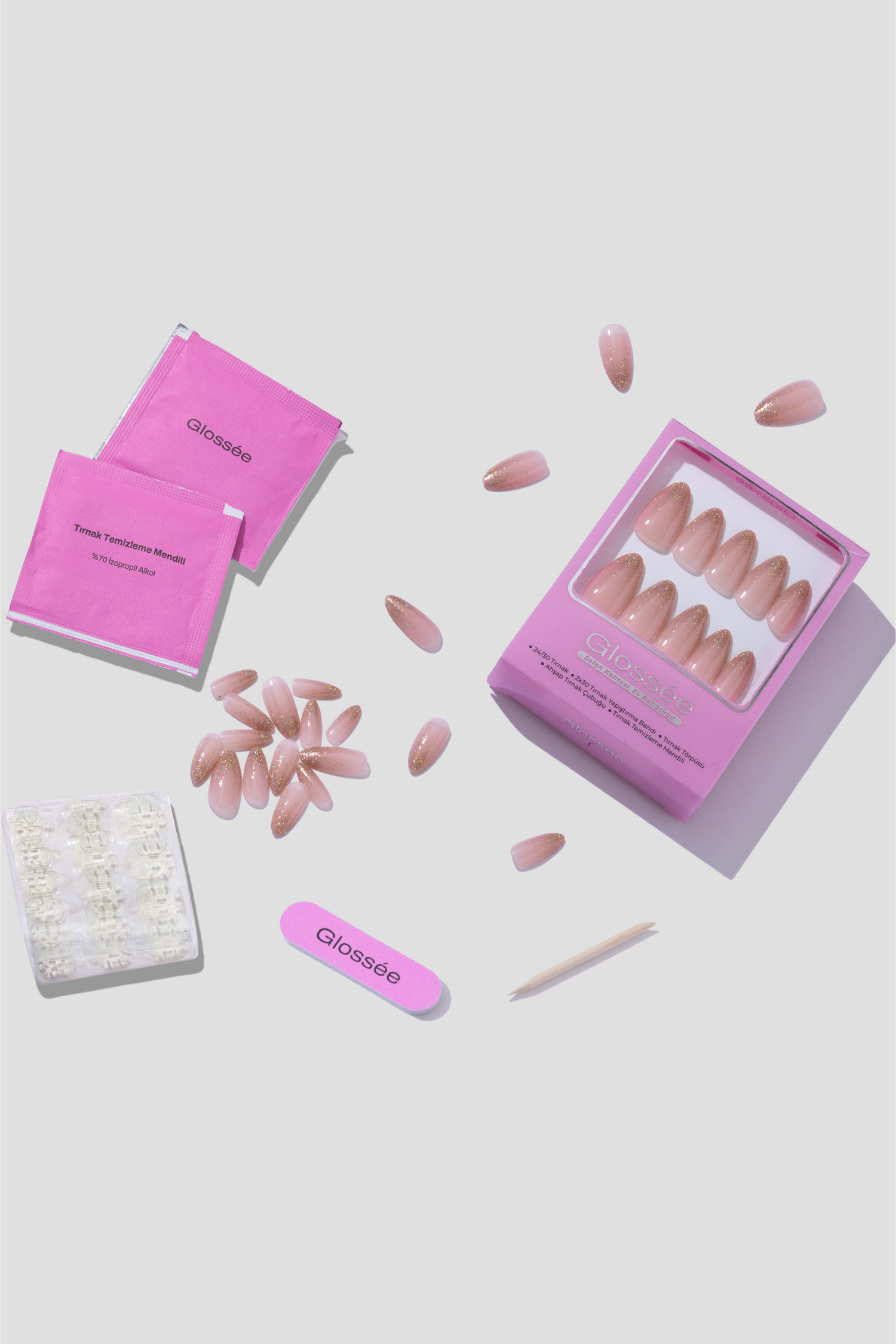 Glitter Dust - Medium Almond - 30 Adet Takma Tırnak