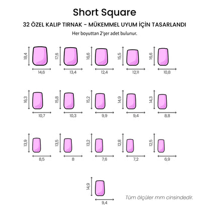 Pearl White - Short Square - 32 Adet Takma Tırnak
