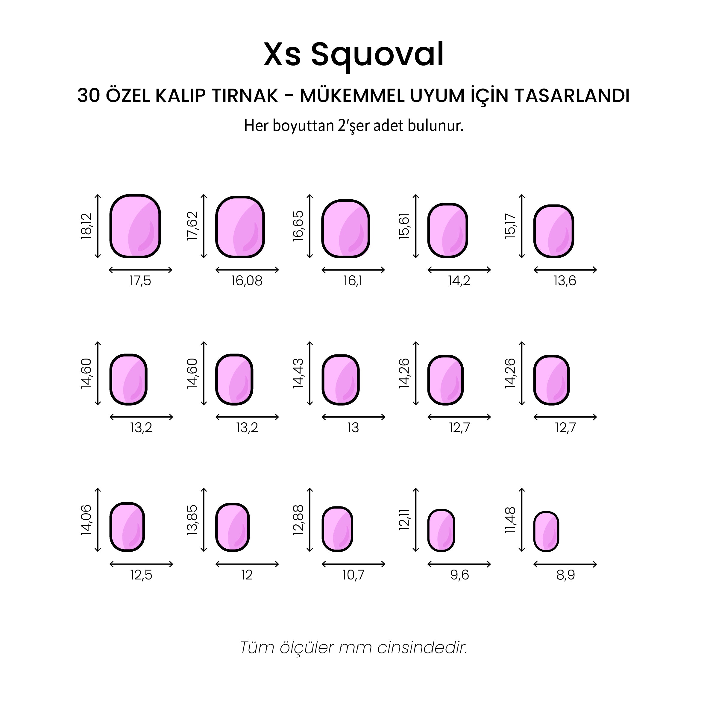 Ruby Touch - XS Squoval - 30 Adet Takma Tırnak