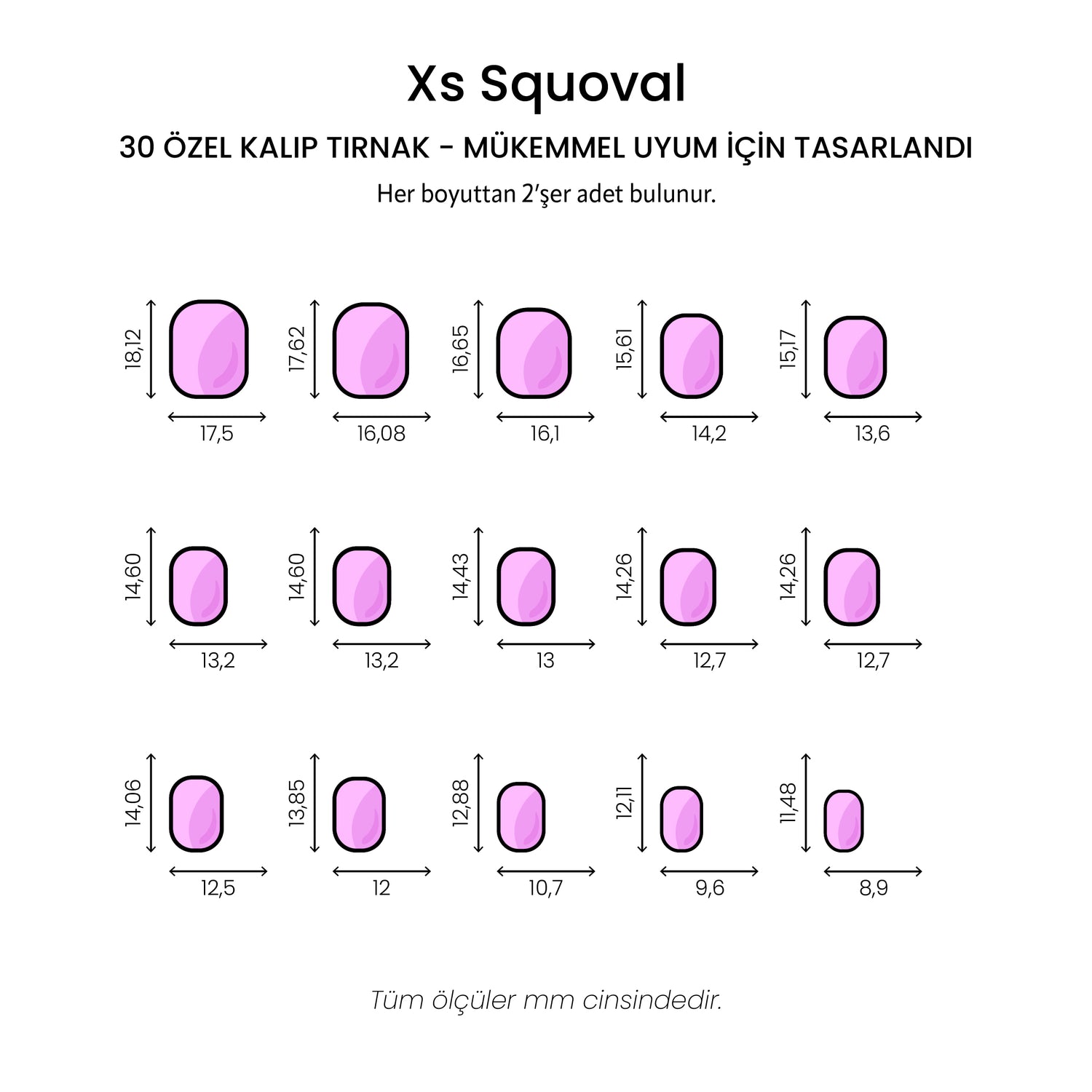 Baby French - XS Squoval - 30 Adet Takma Tırnak