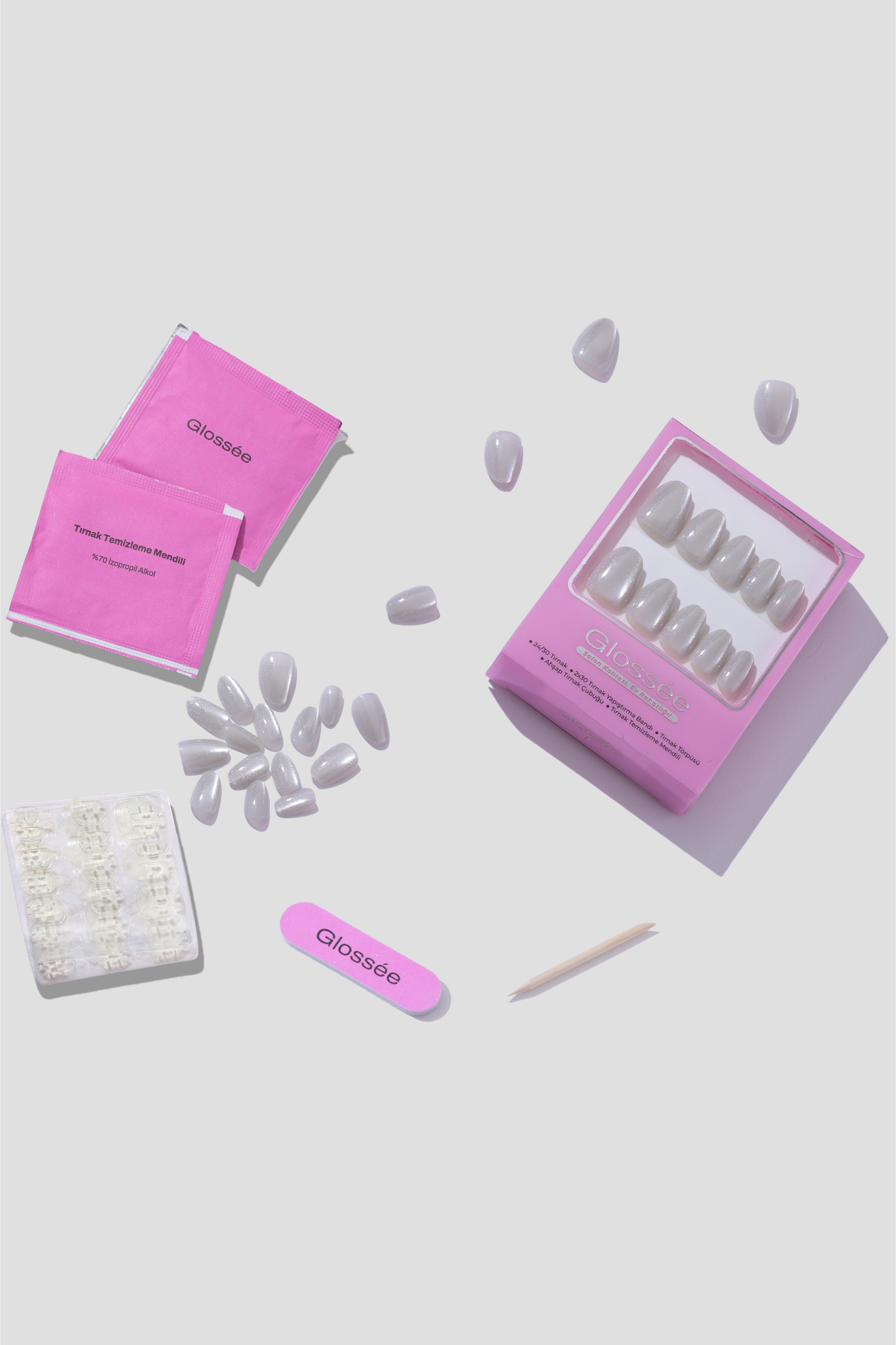 Moonlight Grey - Short Oval - 30 Adet Takma Tırnak