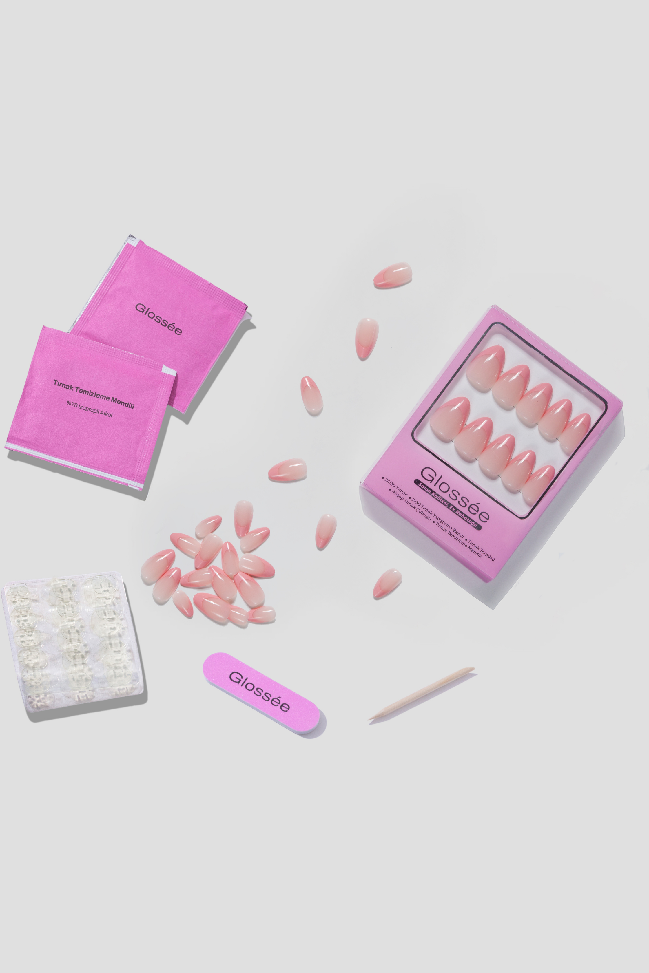 Rosy French - Short Almond - 30 Adet Takma Tırnak