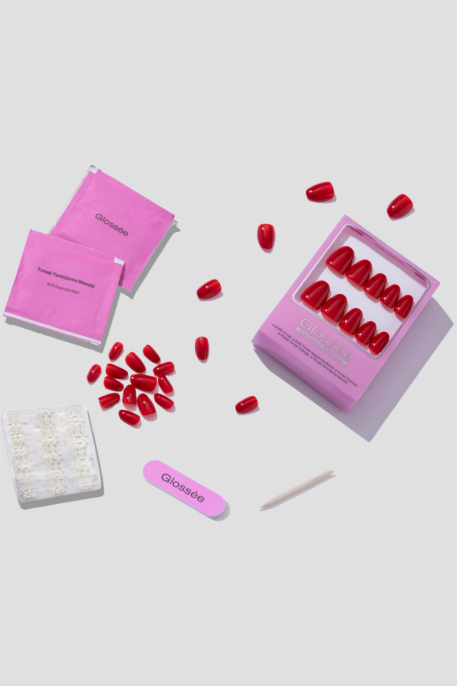 Scarlet Flame - Short Oval - 30 Adet Takma Tırnak