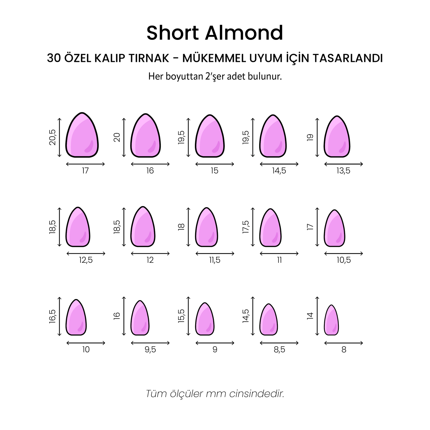 Pearl Mist - Short Almond - 30 Adet Takma Tırnak