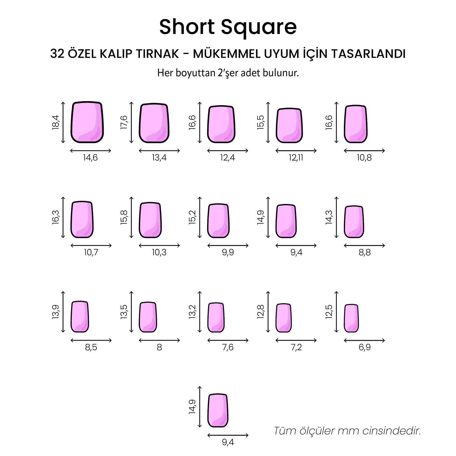 Soft Nude - Short Square - 32 Adet Takma Tırnak