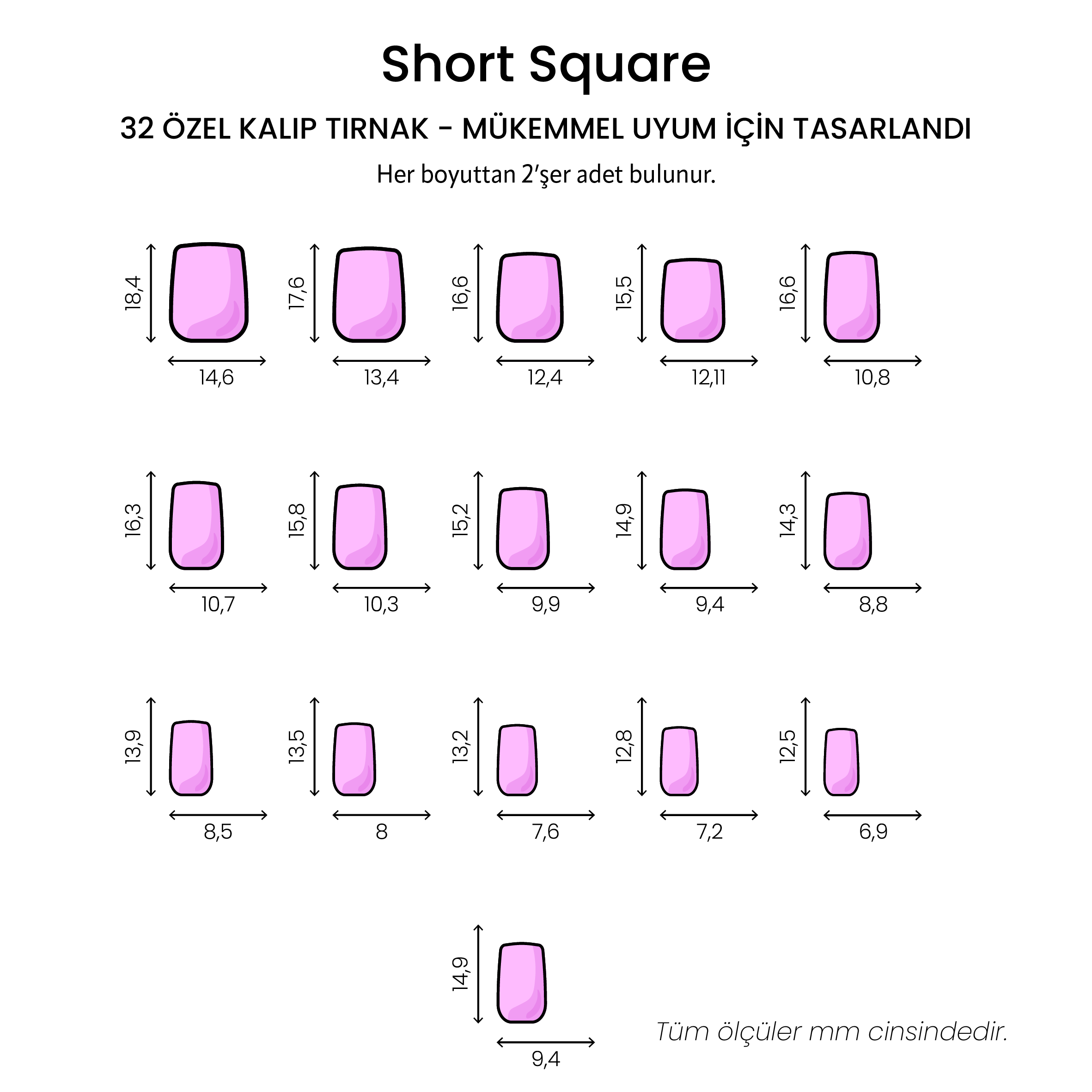 Soft Nude - Short Square - 32 Adet Takma Tırnak