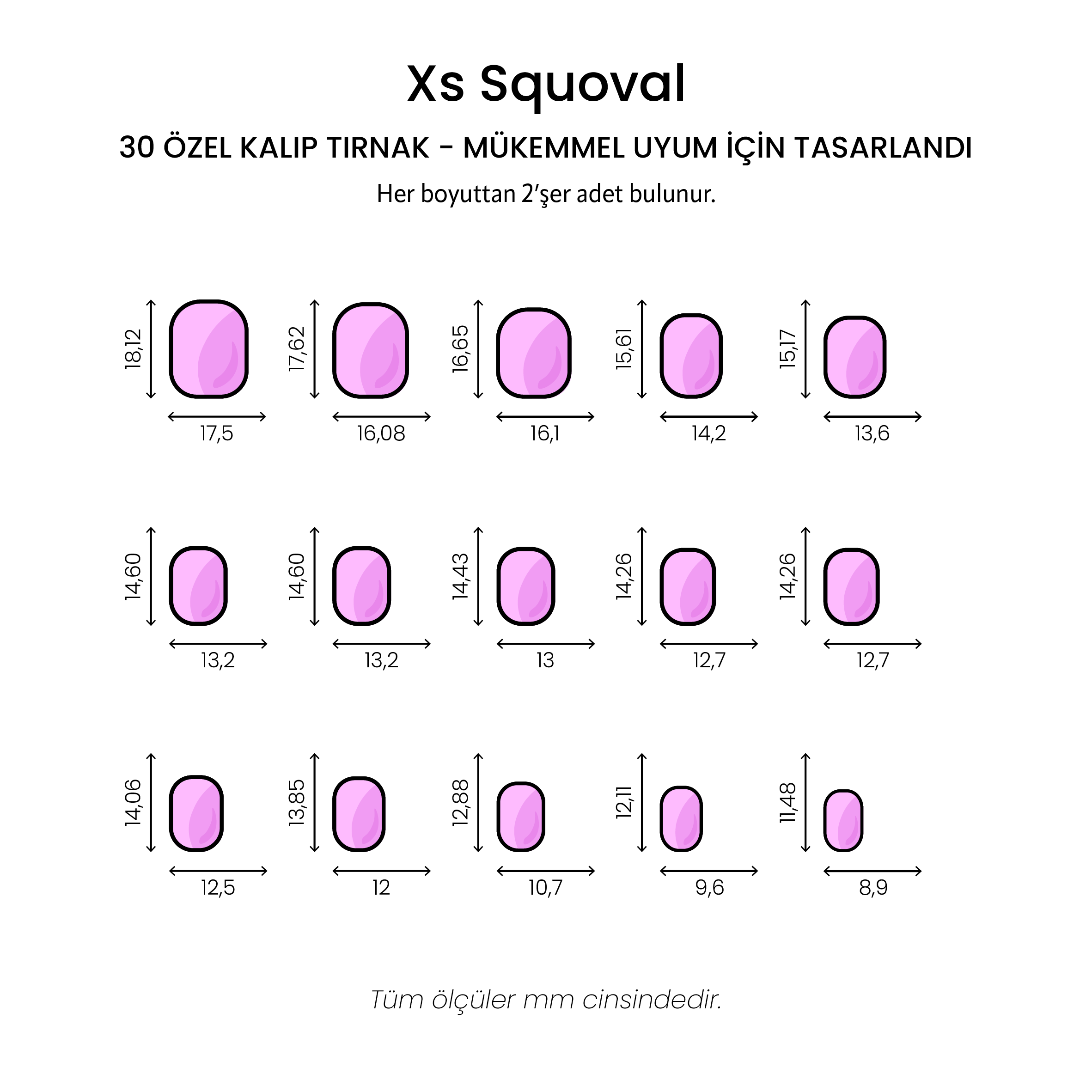 Doll Dots - XS Squoval - 30 Adet Takma Tırnak