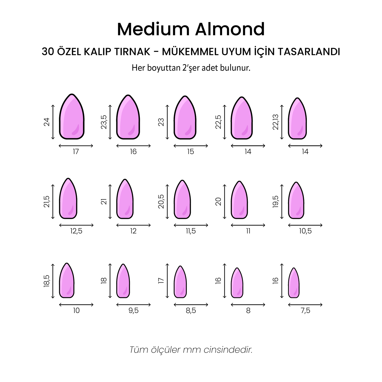 Iconic French - Medium Almond - 30 Adet Takma Tırnak