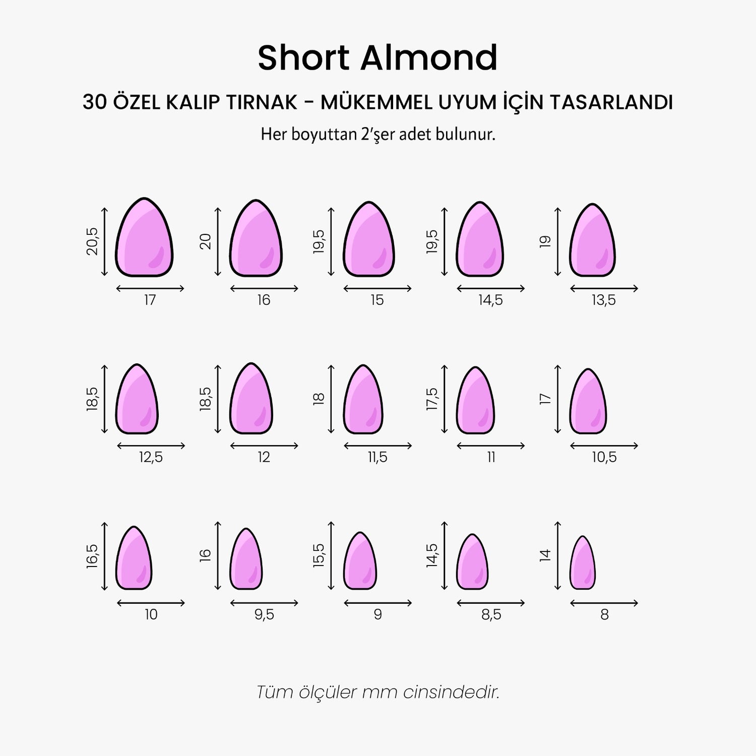 Shimmer Petal - Short Almond - 30 Adet Takma Tırnak